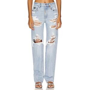 Alexander Wang Distressed Blue Ez Mid Rise Denim Jeans Size 23
